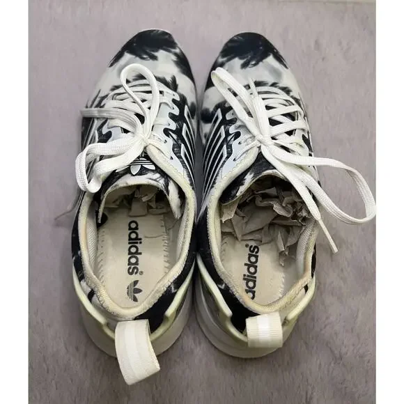 Adidas ZX Flux Athletic Shoe (White w Black-Grey Palm Tree) Unisex EU 38 W 7.5 - Picture 6 of 7